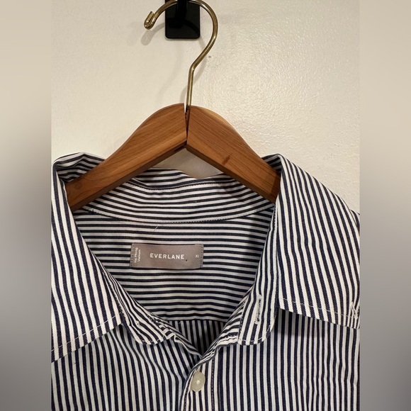 Everlane Striped Long Sleeve Button Down Shirt Men’s X-Large Casual Cotton Navy - Picture 2 of 6